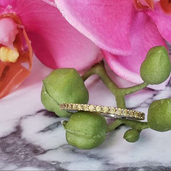 14k solid white gold yellow sapphires band - Picture 8 of 8
